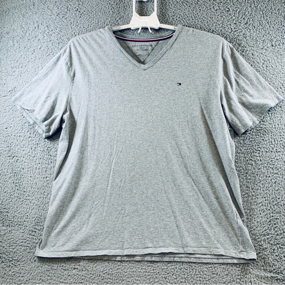 Tommy Hilfiger Men's Cotton Short Sleeve V Neck T-Shirt‎ Gray Size XXL